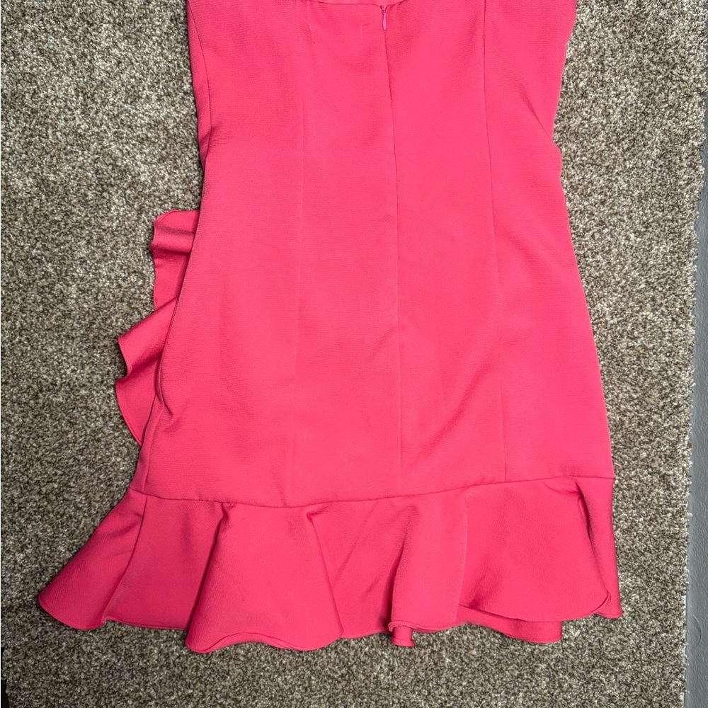The Impeccable Pig Strapless Pink Ruffle Cocktail Dress Women’s Large - Picture 12 of 12